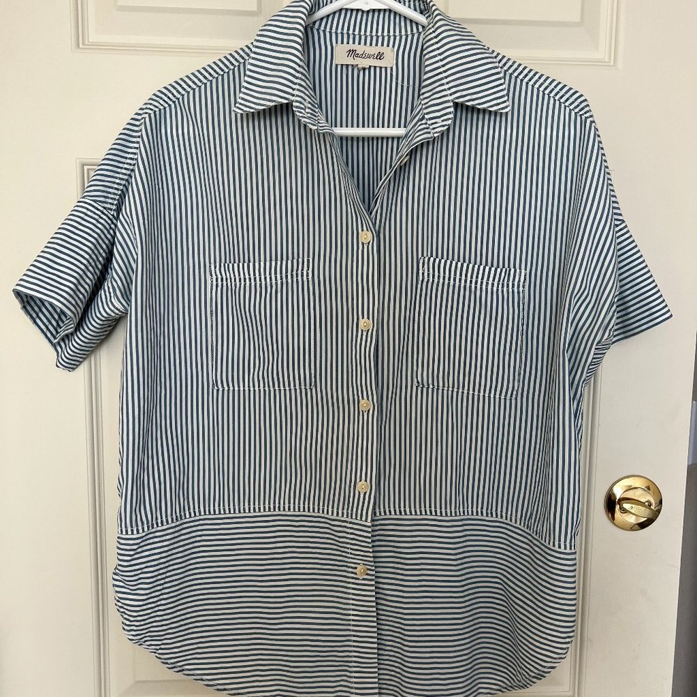 Madewell Courier Button Down Shirt Blue Stripe XS - Picture 5 of 6